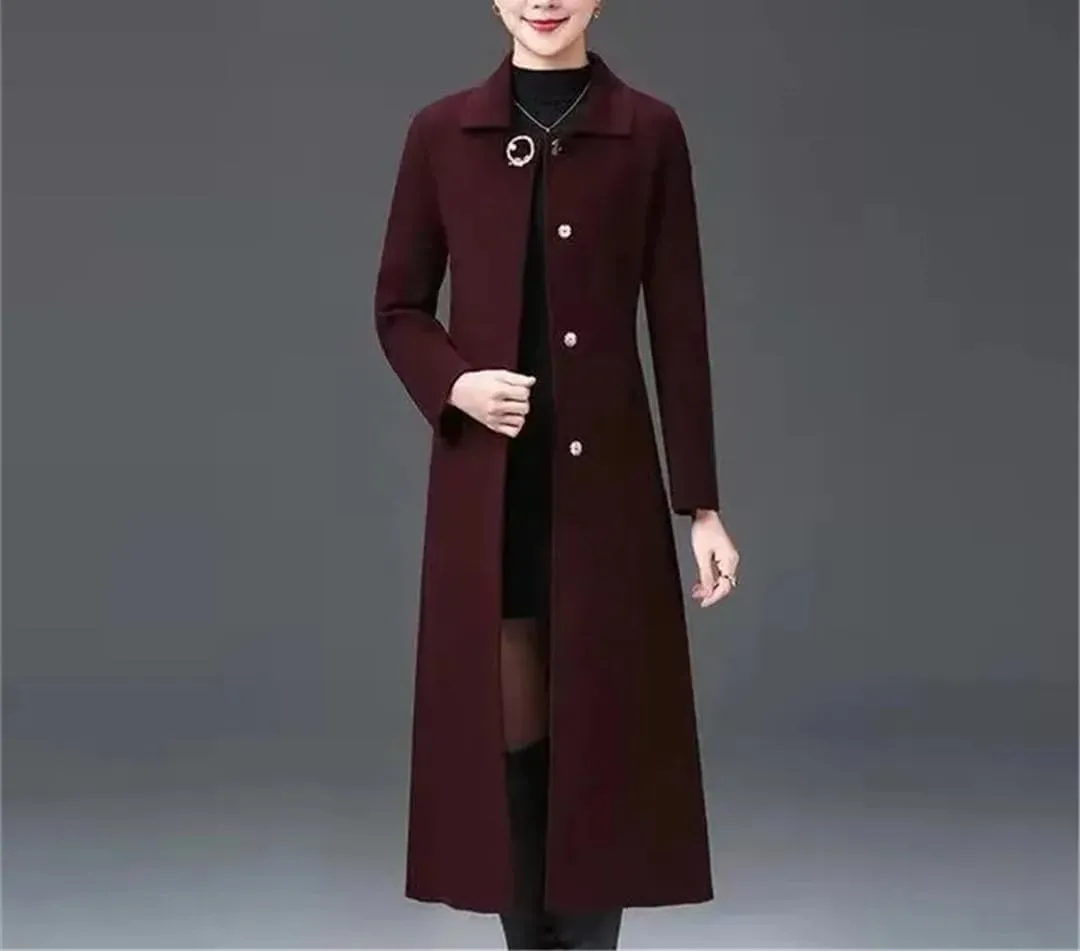 Fjnbbiot Double Face Cashmere Coat Female Autumn Winter Wool Blended Coats Over The Knee Windbreaker Outerwear