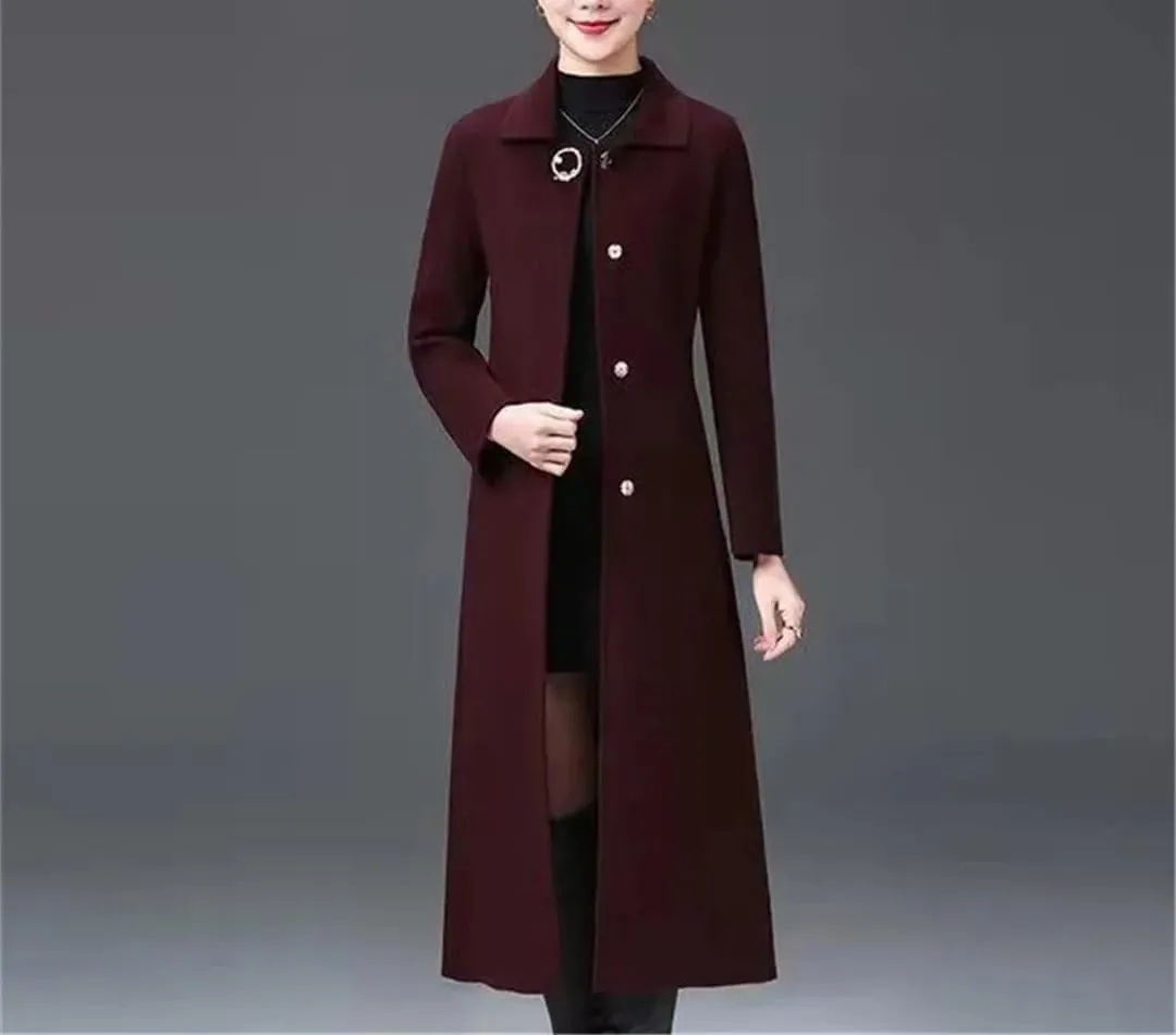 Fjnbbiot Double Face Cashmere Coat Female Autumn Winter Wool Blended Coats Over The Knee Windbreaker Outerwear