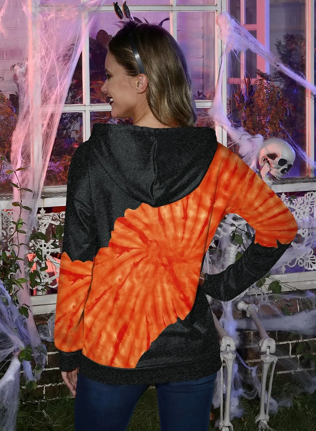 For G and PL Women's Halloween Long Sleeve Hoodie Graphic Drawstring Sweatshirt with Pocket