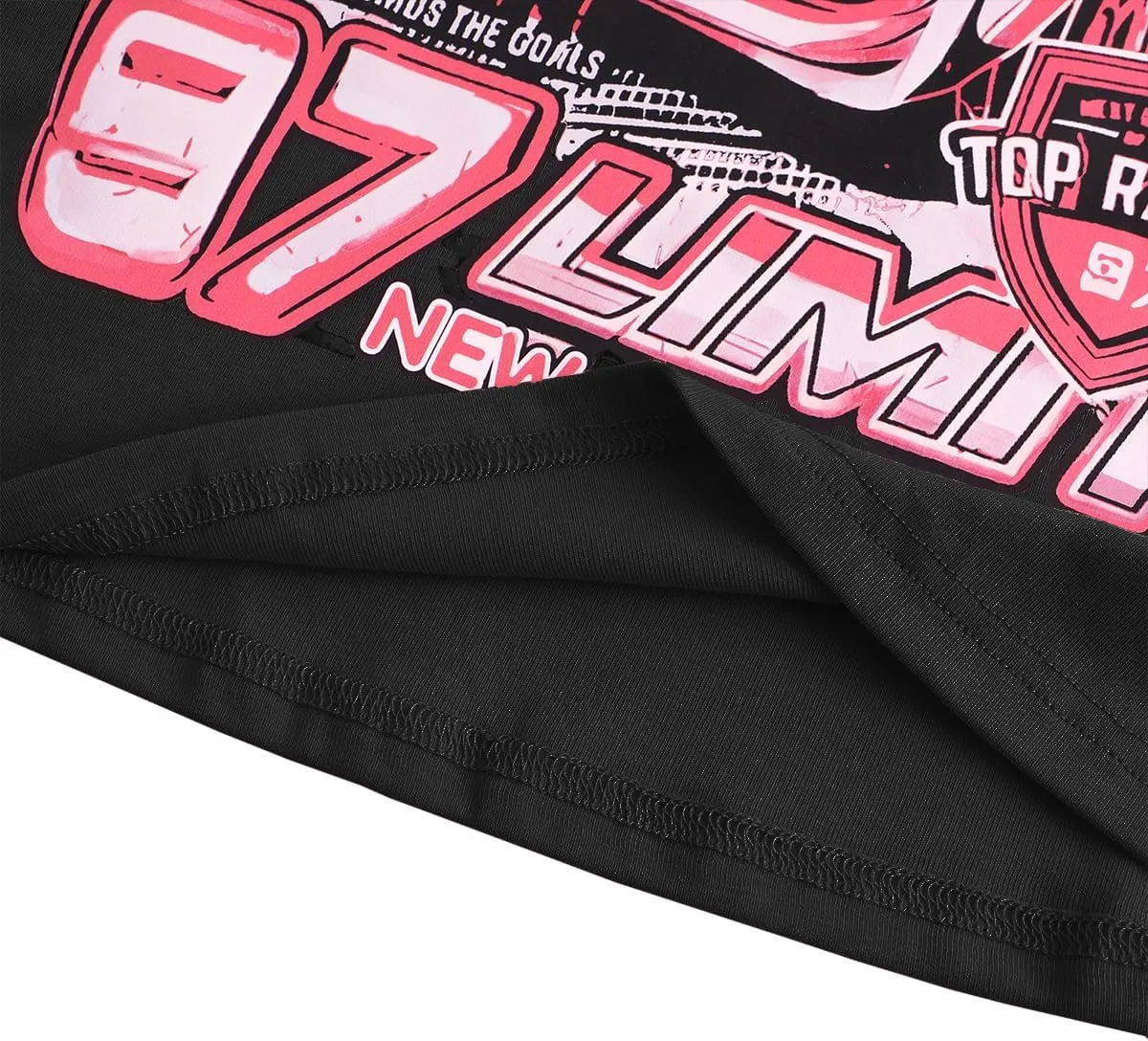 Girl's Car Letter Graphic Print Round Neck Short Sleeve Tee Summer Casual T Shirt Graphics Tee Shirt