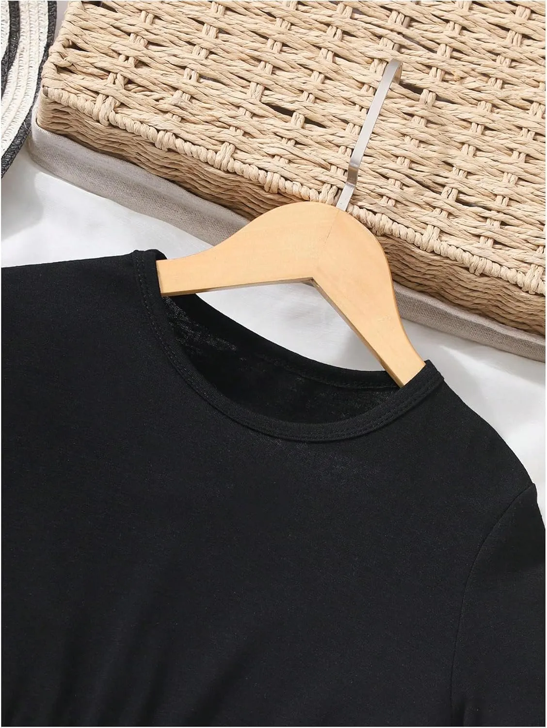 Girl's Floral Summer Midi Dress Patchwork Flowy Short Sleeve Crew Neck A Line T Shirt Dress