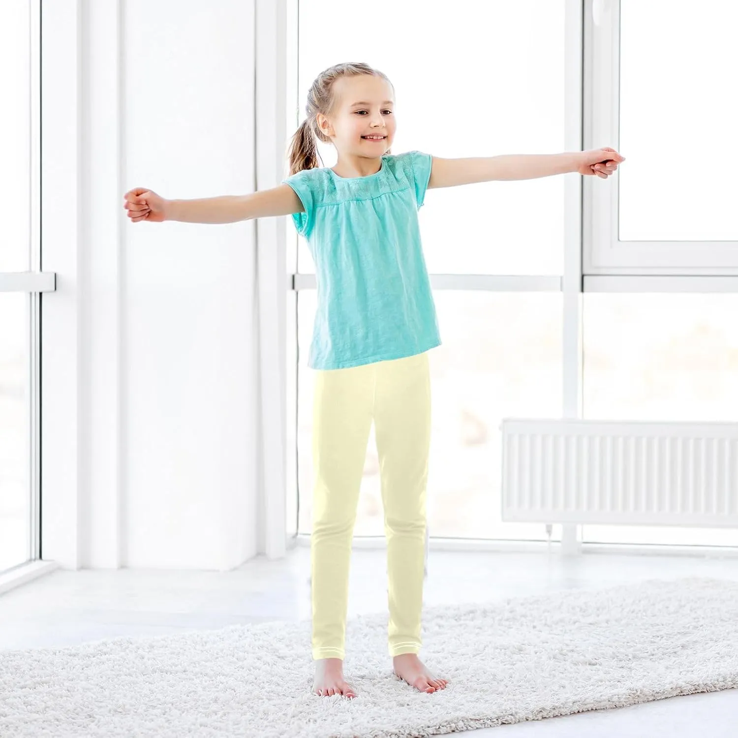 Girls Leggings Solid Toddler Footless Yoga Dance Pants Stretch High Waisted Leggings Size 4T -10Y