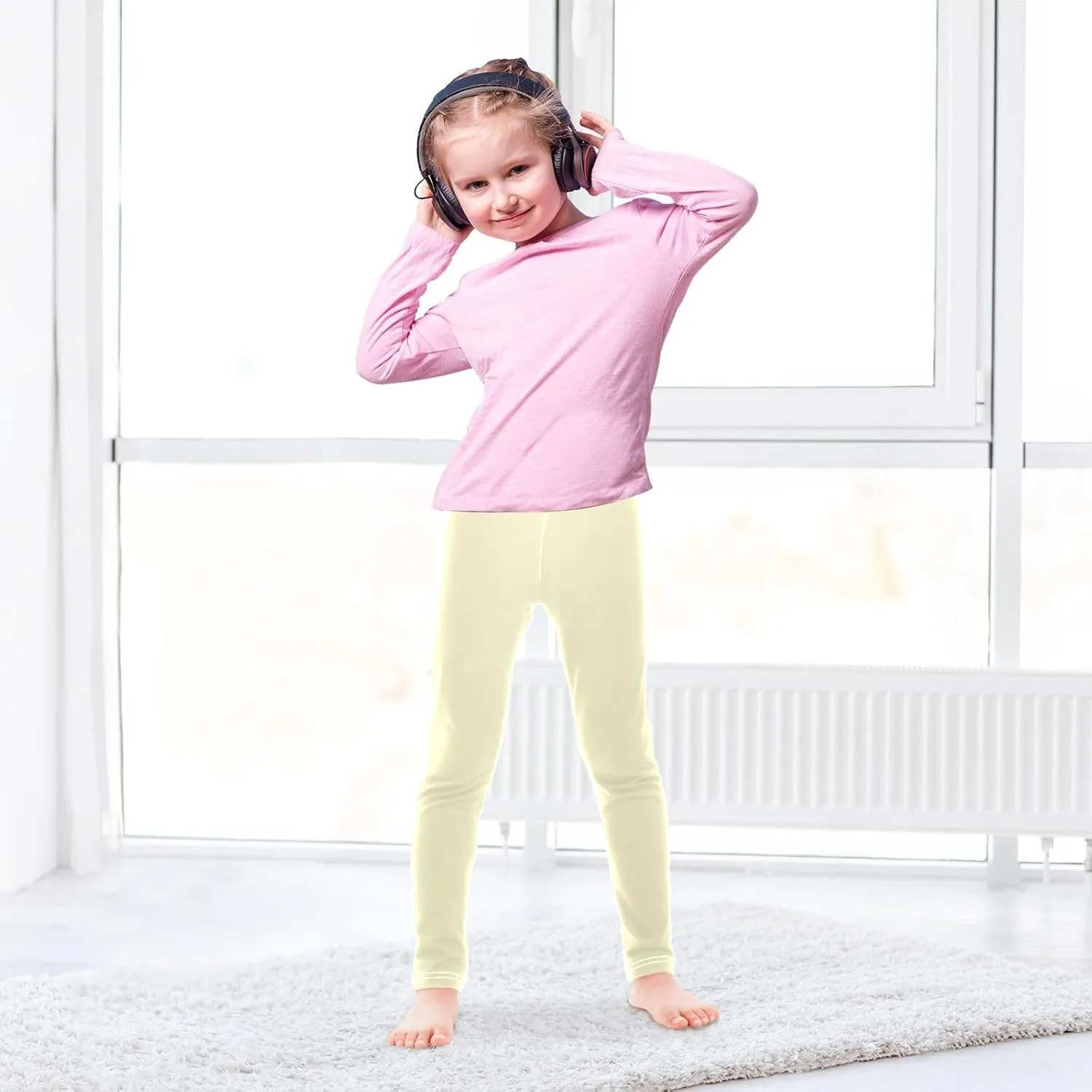Girls Leggings Solid Toddler Footless Yoga Dance Pants Stretch High Waisted Leggings Size 4T -10Y