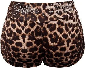 GORGLITTER Women's Glitter Rhinestone Camo Shorts High Waisted Ruched Shorts Skinny Mini Shorts