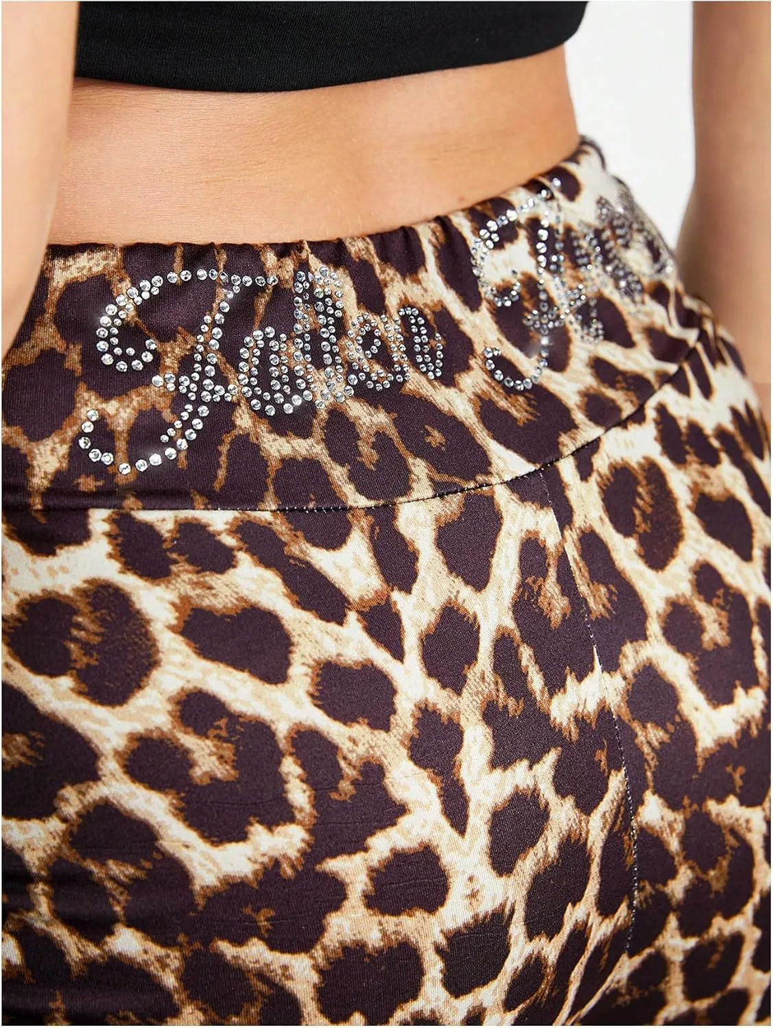 GORGLITTER Women's Glitter Rhinestone Camo Shorts High Waisted Ruched Shorts Skinny Mini Shorts