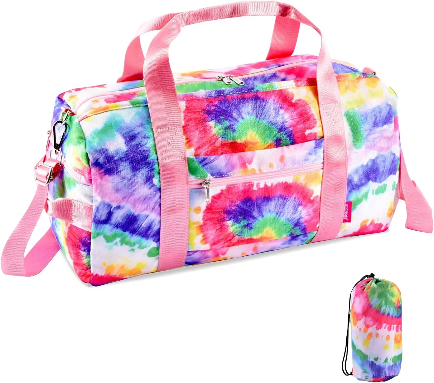 GUDFBALE Women's Weekender Carry On Workout Travel Bag Overnight Shoulder Bag Lightweight with Shoe Compartment and Wet Pocket, Tie-dye Colour, S, Tie Dye Art