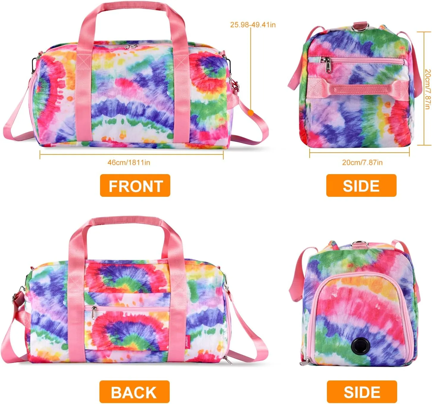 GUDFBALE Women's Weekender Carry On Workout Travel Bag Overnight Shoulder Bag Lightweight with Shoe Compartment and Wet Pocket, Tie-dye Colour, S, Tie Dye Art