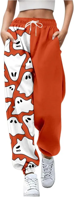 Halloween Sweatpants Joggers Pants Workout High Waisted Drawstring Yoga Pants Casual Cinch Bottom Sweatpants Pockets