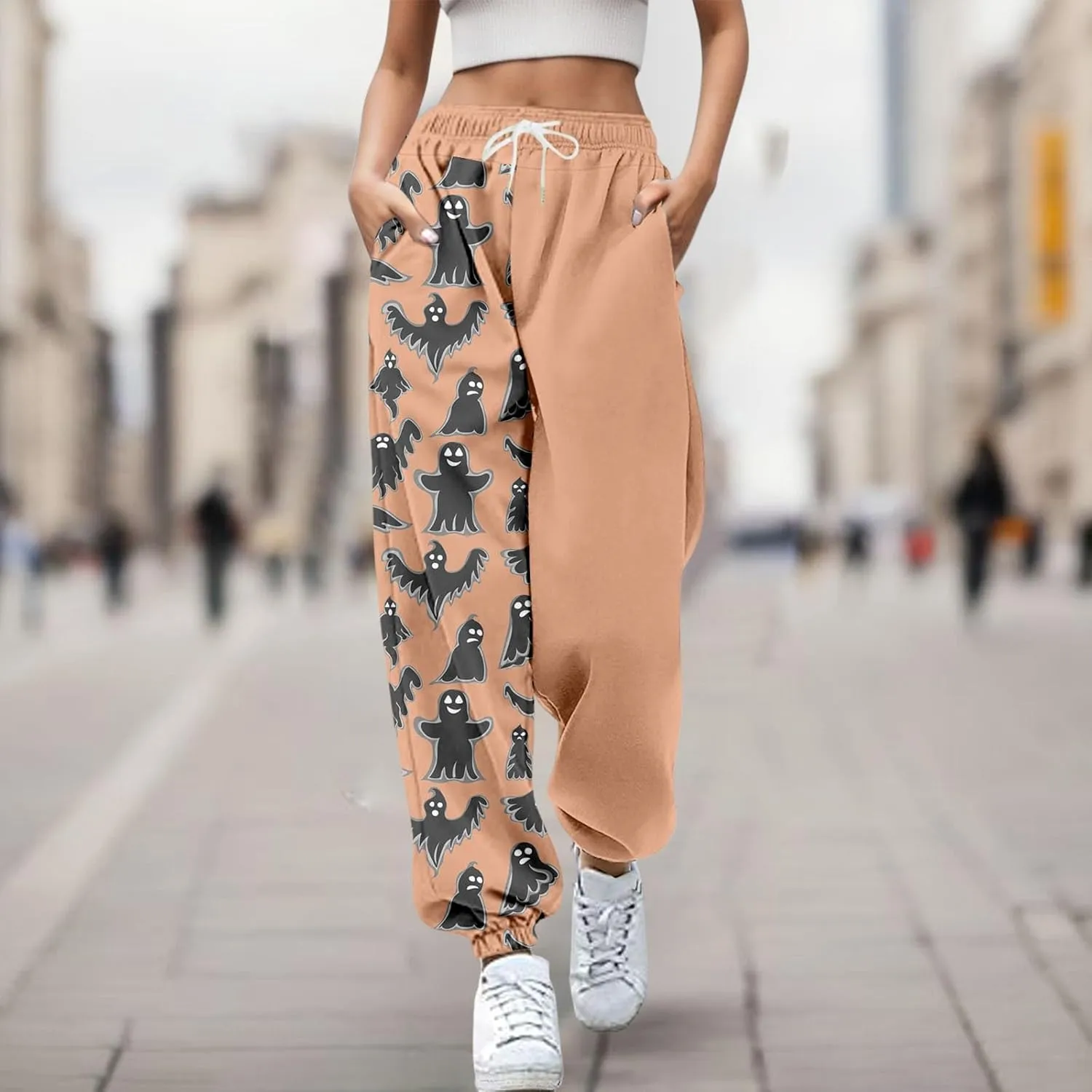 Halloween Sweatpants Joggers Pants Workout High Waisted Drawstring Yoga Pants Casual Cinch Bottom Sweatpants Pockets