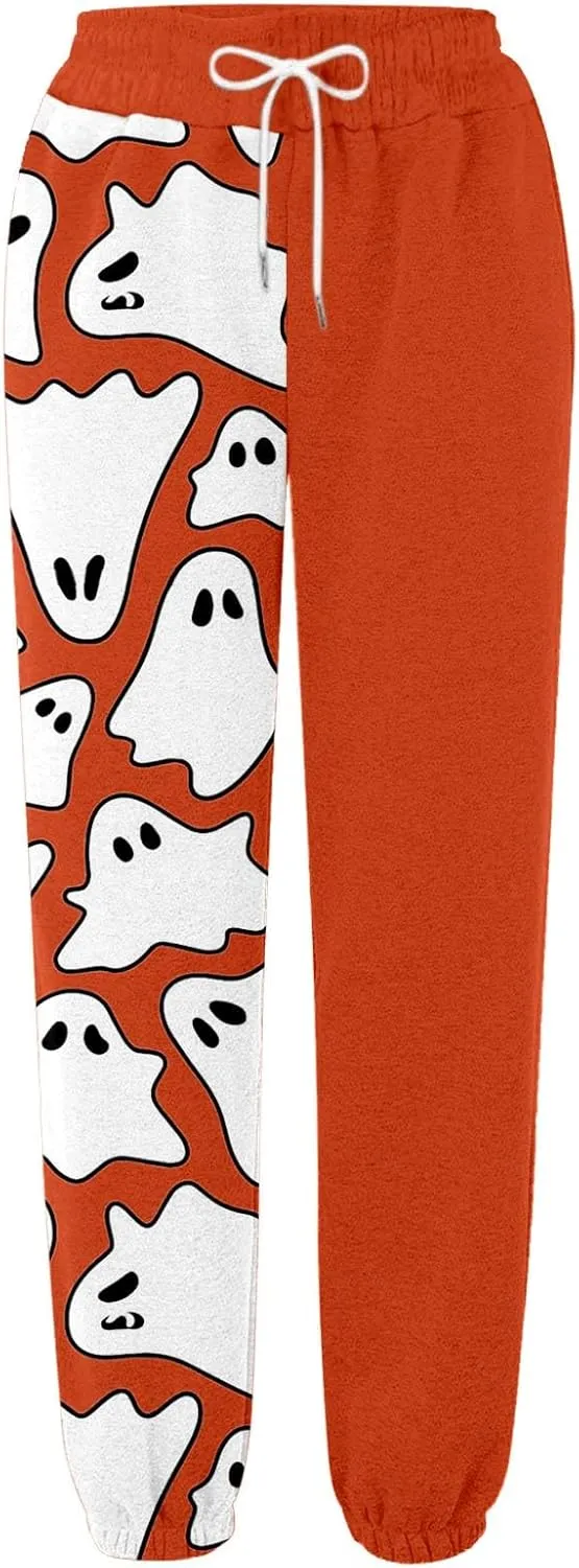 Halloween Sweatpants Joggers Pants Workout High Waisted Drawstring Yoga Pants Casual Cinch Bottom Sweatpants Pockets