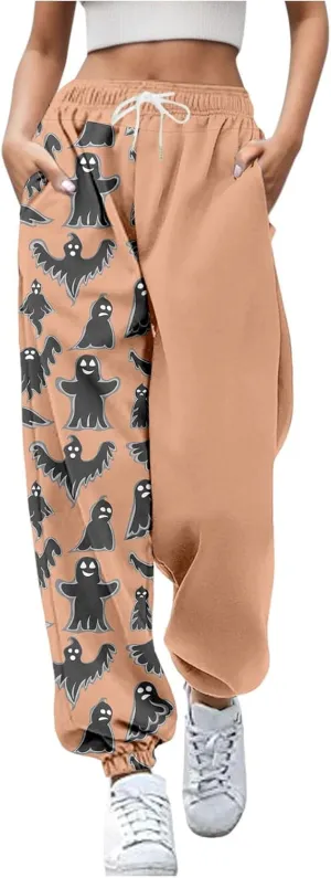 Halloween Sweatpants Joggers Pants Workout High Waisted Drawstring Yoga Pants Casual Cinch Bottom Sweatpants Pockets
