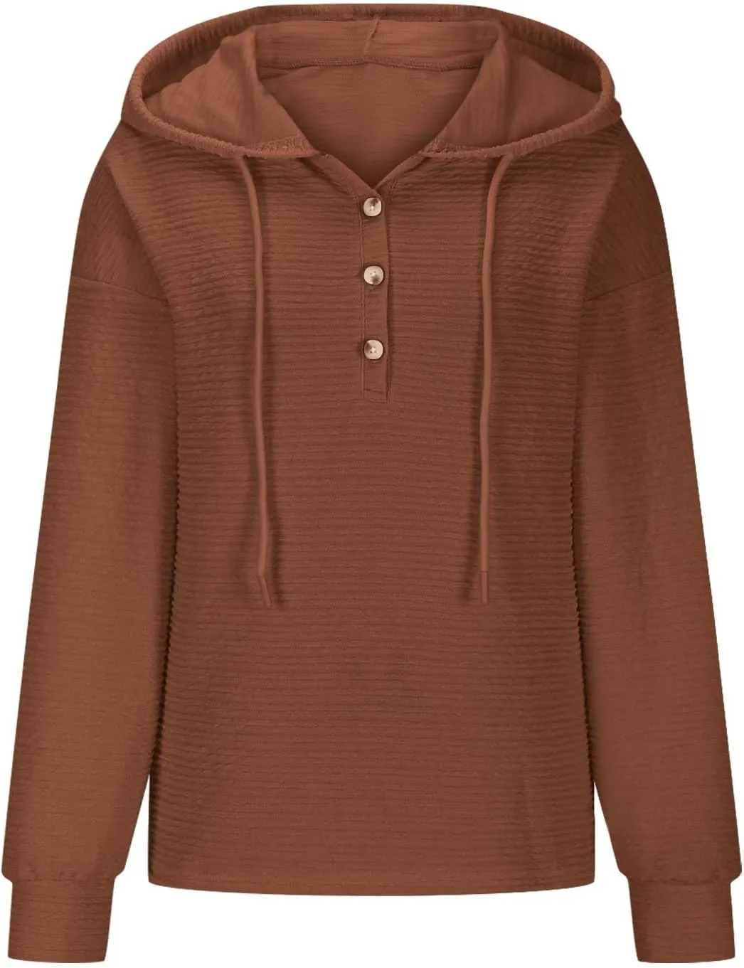 Hoodies for Women 2024 Fashion Fall V Neck Button Down Long Sleeve Casual Cute Hooded Sweatshirts Drawstring Tops