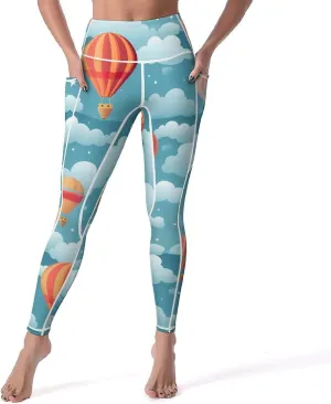 Hot Air Balloon Women's Yoga Pants Leggings with Pockets High Waist Compression Workout Pants