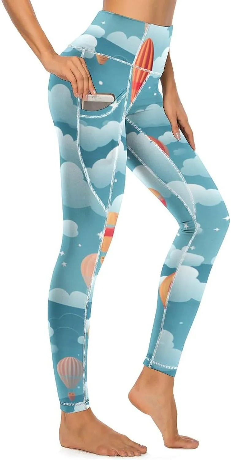 Hot Air Balloon Women's Yoga Pants Leggings with Pockets High Waist Compression Workout Pants