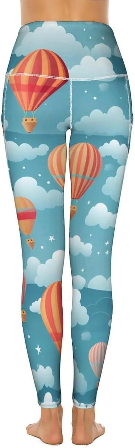 Hot Air Balloon Women's Yoga Pants Leggings with Pockets High Waist Compression Workout Pants
