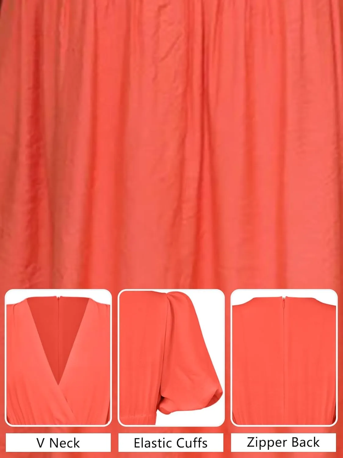 HOULENGS Women's Deep V Neck Puff Short Sleeve Tiered Dress Elastic High Waist Flowy A Line Midi Dresses
