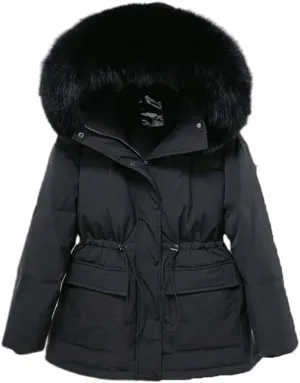 Huge Collar Hooded Short Female Winter Feather Down Coat Women 90% Duck Down Jacket Winter Puffer Parka