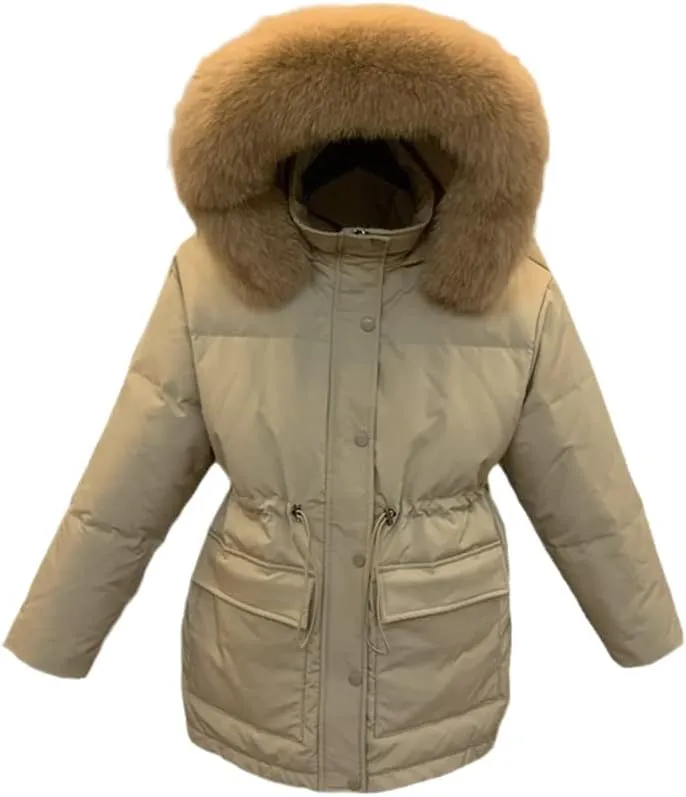 Huge Collar Hooded Short Female Winter Feather Down Coat Women 90% Duck Down Jacket Winter Puffer Parka