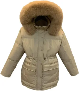 Huge Collar Hooded Short Female Winter Feather Down Coat Women 90% Duck Down Jacket Winter Puffer Parka
