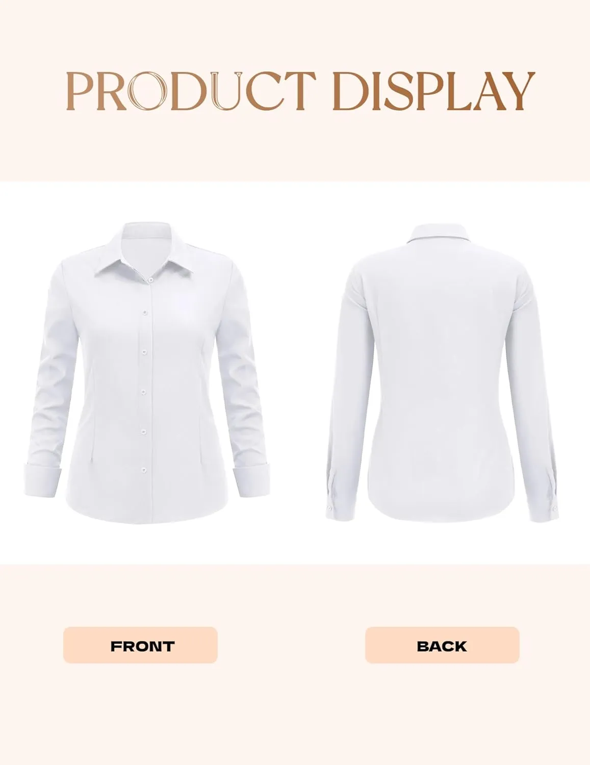IN'VOLAND Women's Plus Size Button Down Shirts Long Sleeve Collared Casual Shirt Office Work Blouse Tops