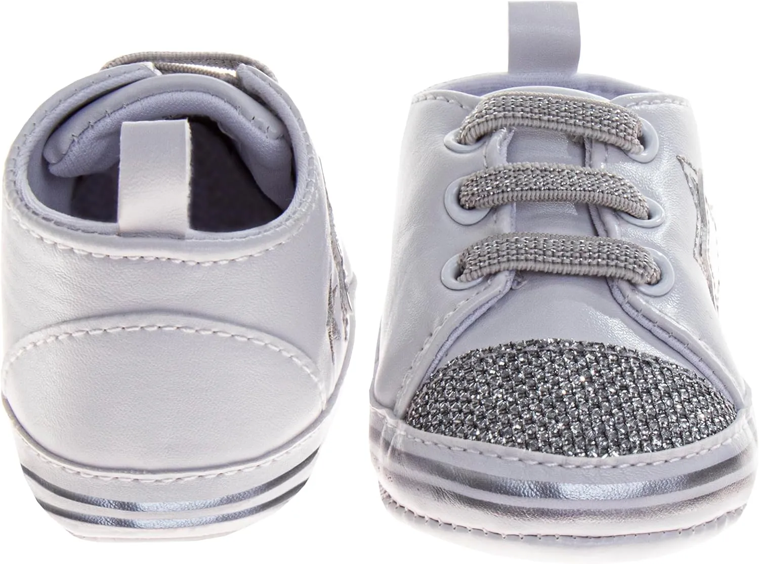 Josmo Infant Girls Fashion Sneakers Newborn Soft Sole Star and Heart First Walking Shoes Size 2-4 Infant
