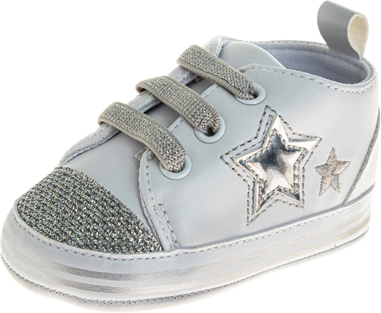Josmo Infant Girls Fashion Sneakers Newborn Soft Sole Star and Heart First Walking Shoes Size 2-4 Infant