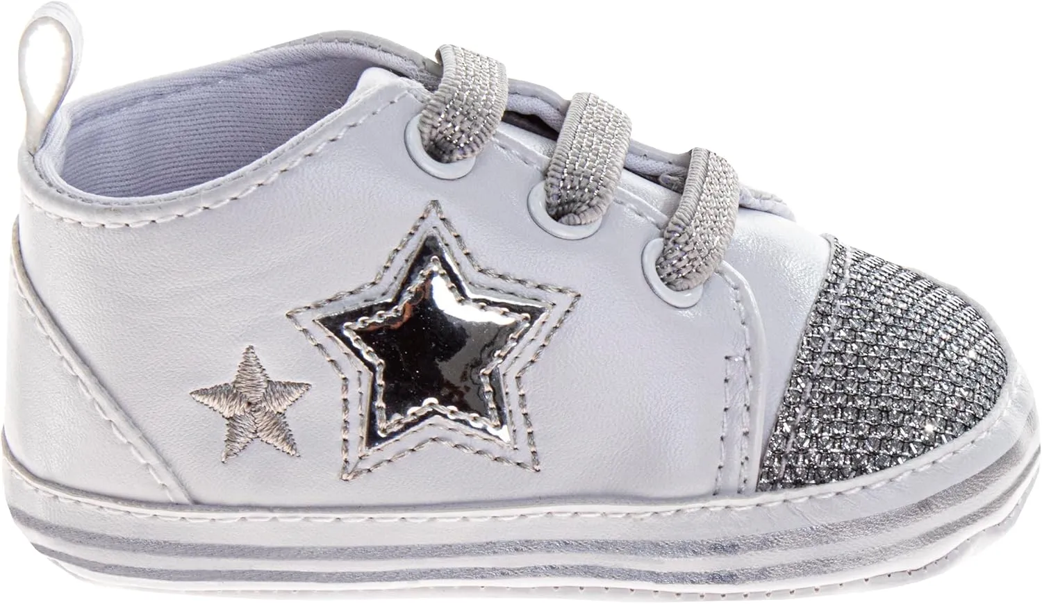 Josmo Infant Girls Fashion Sneakers Newborn Soft Sole Star and Heart First Walking Shoes Size 2-4 Infant