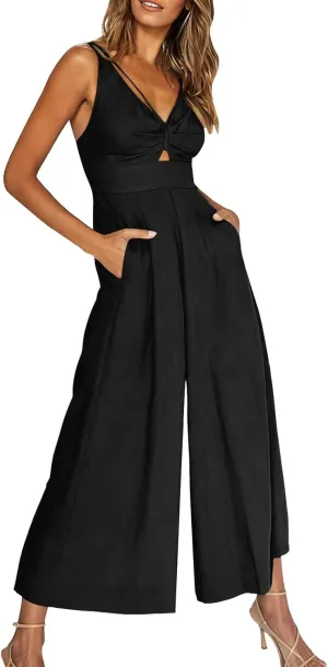Jumpsuits for Women Summer Dresses Sexy Sleeveless High Waist Wide Leg Overall Casual Leisure Playsuits Tank Overalls Onesie