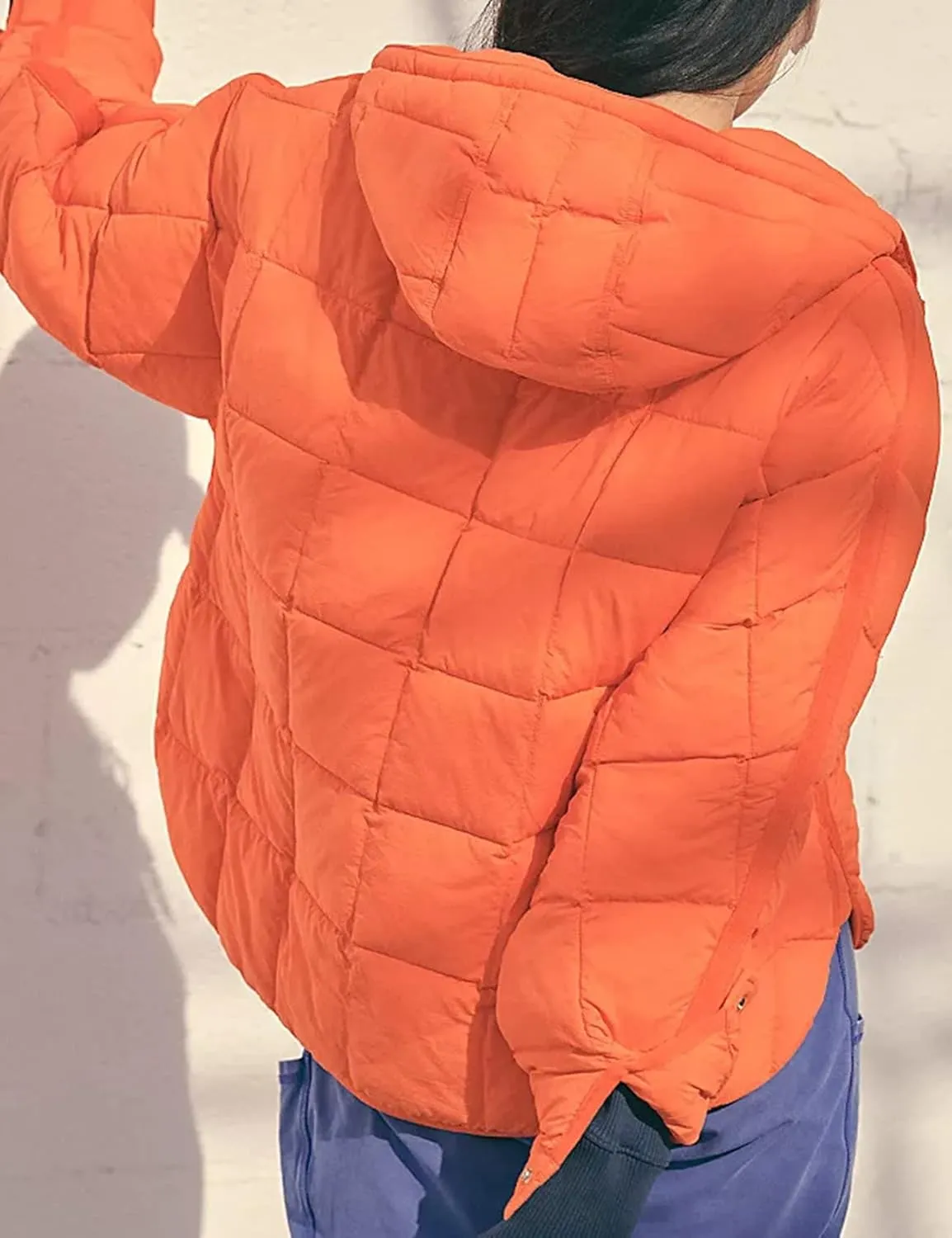 Kissonic Women's Lightweight Puffer Jacket, Packable Long Sleeve Hooded Down Coat Oversized Puffer Outwear with Pockets