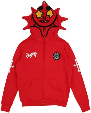 KOSUSANILL Y2k Womens Men Full Zip Up Designer Hoodies Over Face Gothic Harajuku Puff Graphic Print Oversized Jacket