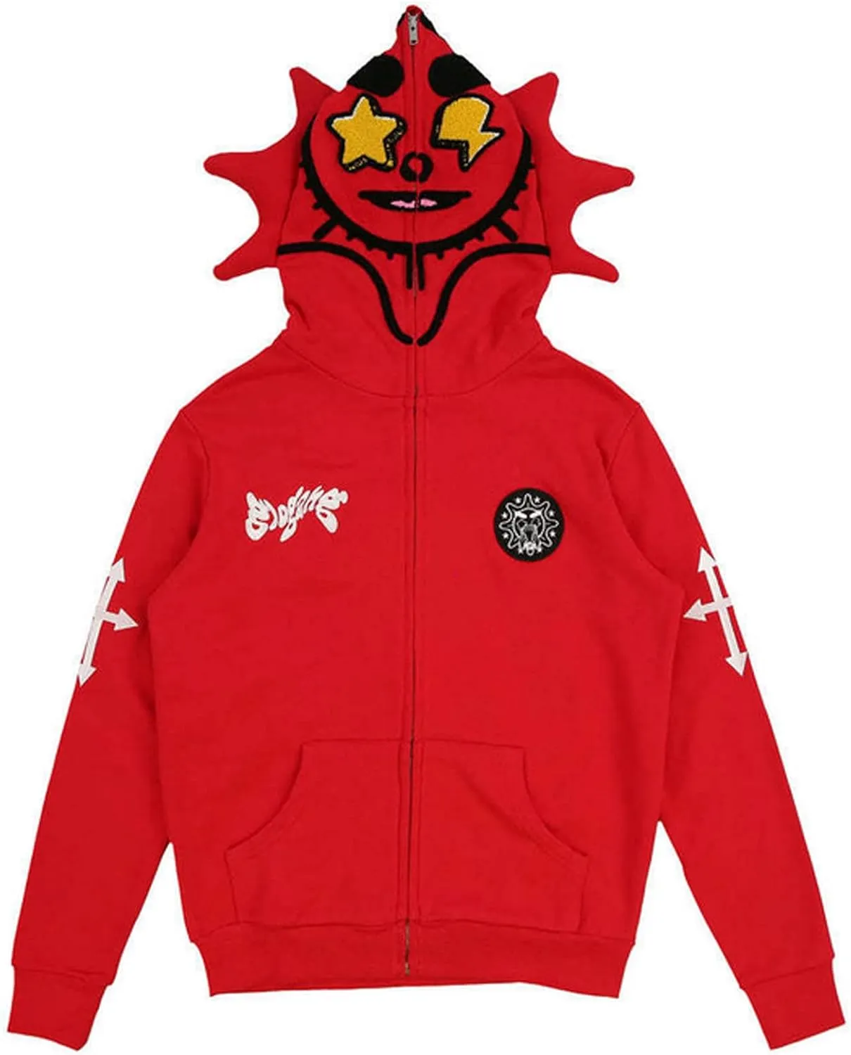 KOSUSANILL Y2k Womens Men Full Zip Up Designer Hoodies Over Face Gothic Harajuku Puff Graphic Print Oversized Jacket