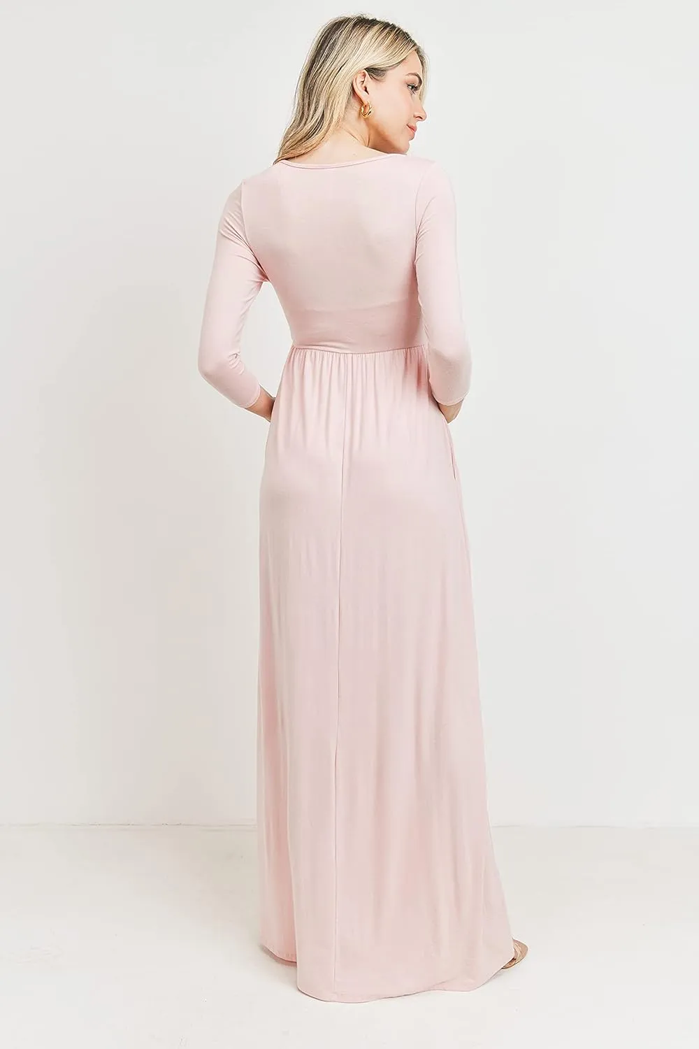 LaClef Women's Wrapped Ruched Maternity Dress with Pocket