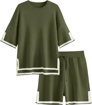 LILLUSORY 2 Piece Sets for Women Summer 2025 Two Piece Matching Lounge Sets Short Casual Outfits Cute Vacation Clothes