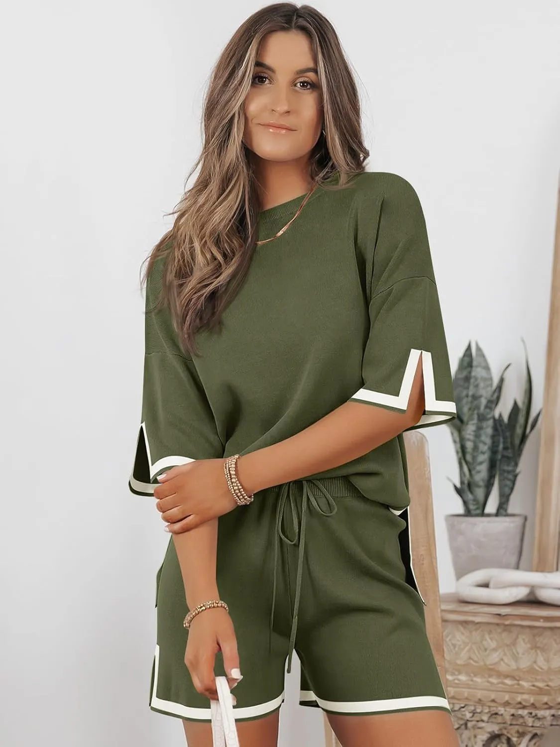 LILLUSORY 2 Piece Sets for Women Summer 2025 Two Piece Matching Lounge Sets Short Casual Outfits Cute Vacation Clothes