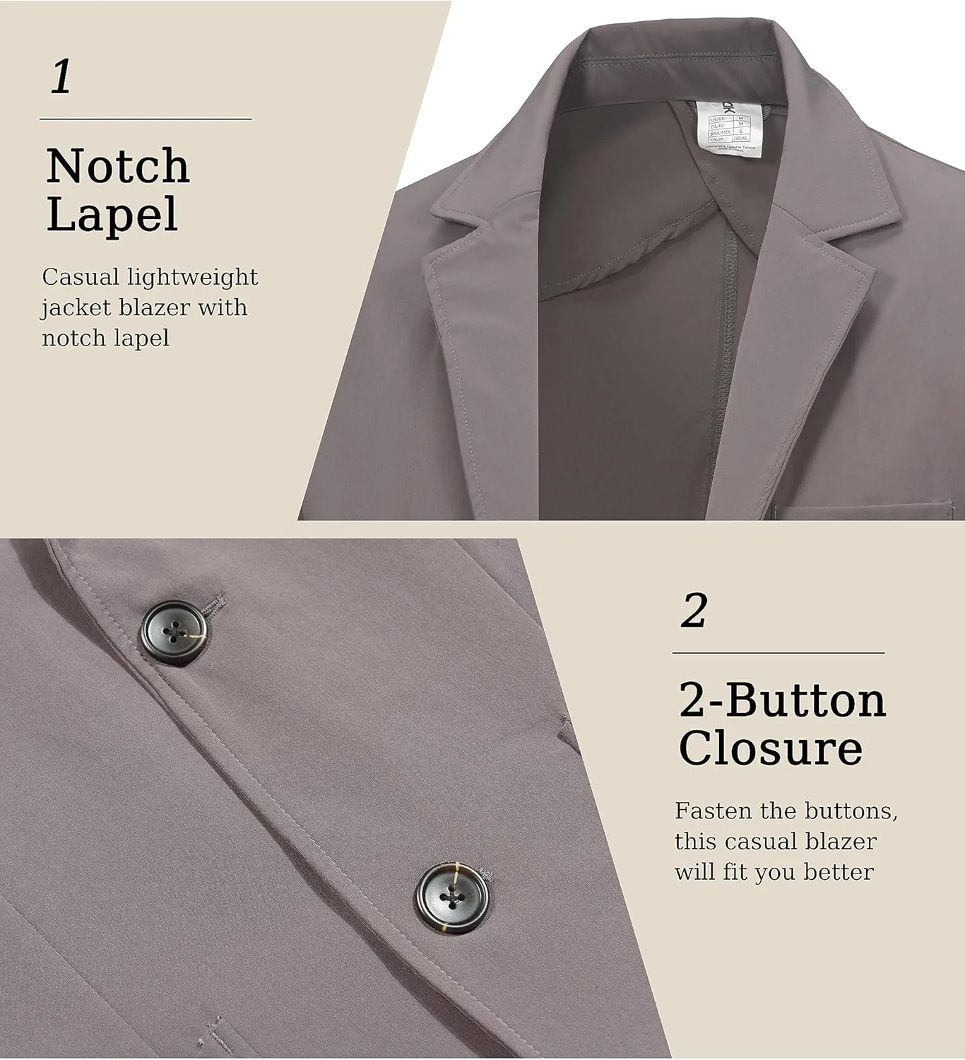Little Donkey Andy Men's Blazer Jackets Business Casual Suit Lightweight Two Button Sport Coat