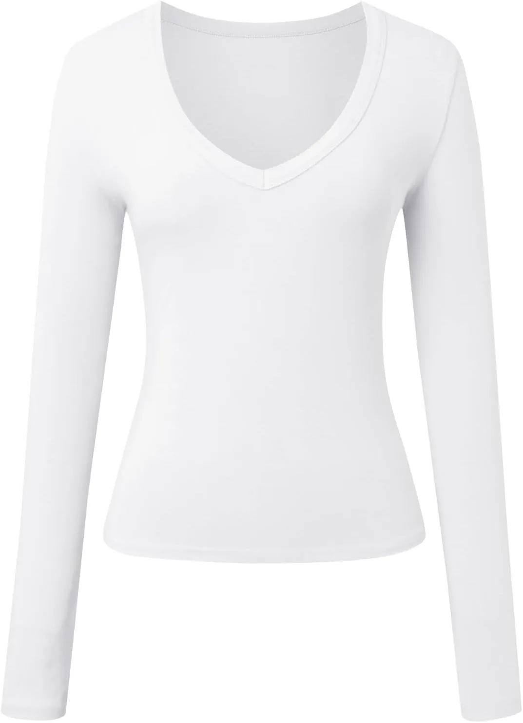 Long Sleeve Shirts for Women V Neck Basics Tops Lightweight Slim Fit Crop Top Base Layer Thermal Undershirts Fall