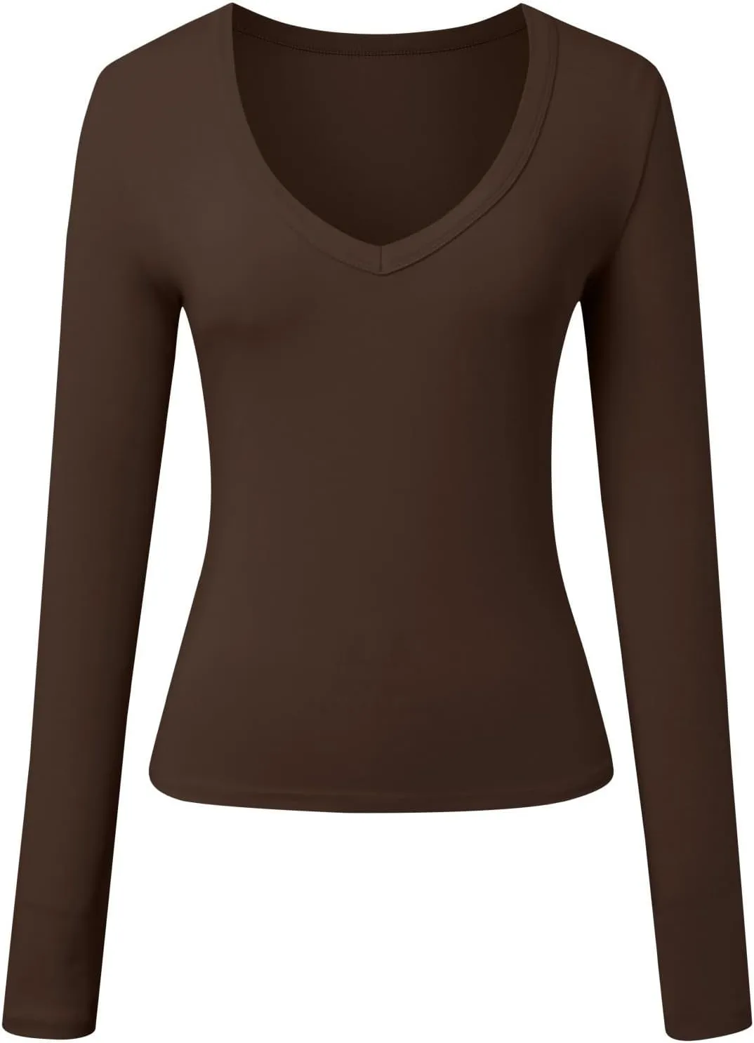 Long Sleeve Shirts for Women V Neck Basics Tops Lightweight Slim Fit Crop Top Base Layer Thermal Undershirts Fall