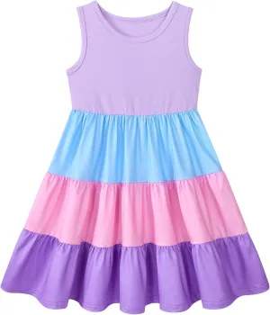 Lovekider Little Girls Casual Cotton Sleeveless Dresses Summer Swing Twirly Sundress Kids 3D Cute Sun Dress 4-9T