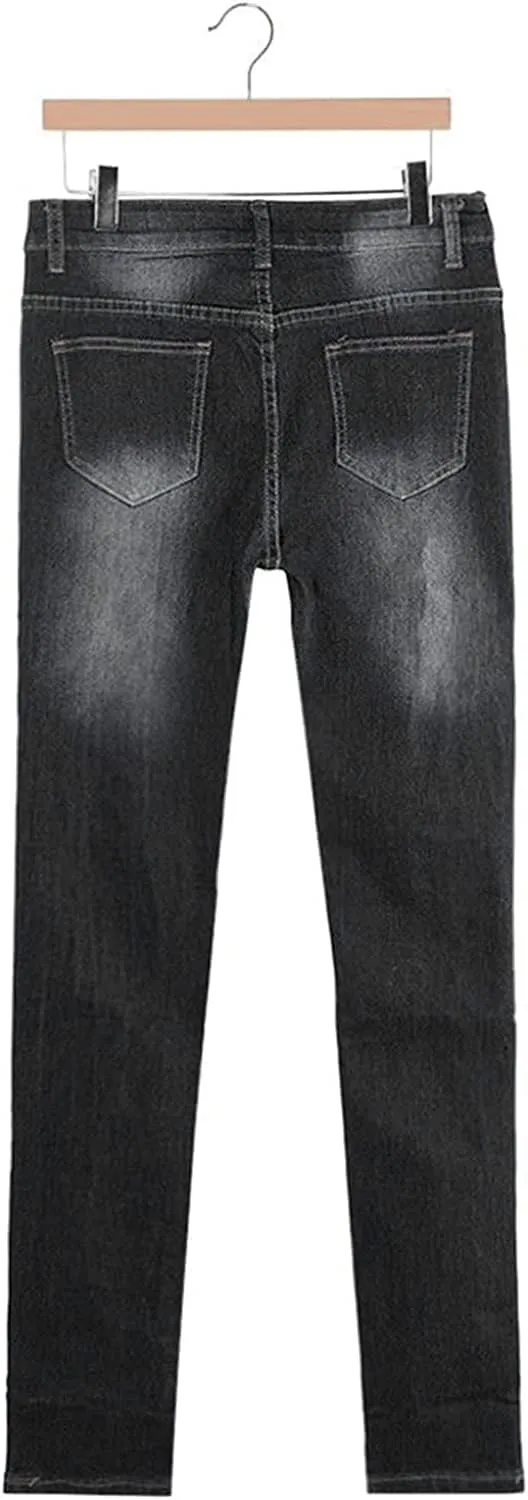 Maiyifu-GJ Destroyed Denim Skinny Jeans for Women - High Waisted and Stretchy with Ripped Accents