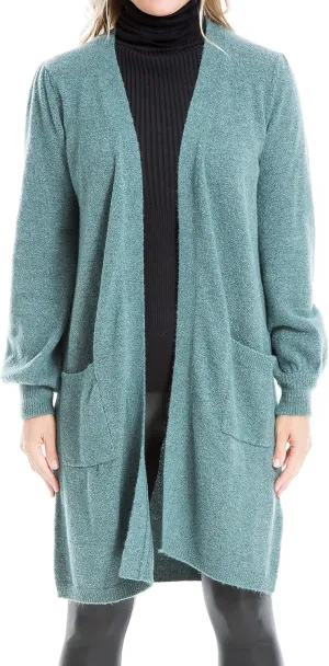 Max Studio Women's Long Open Front Sweater Cardigan Cozy Solid Staple Outwear Coats