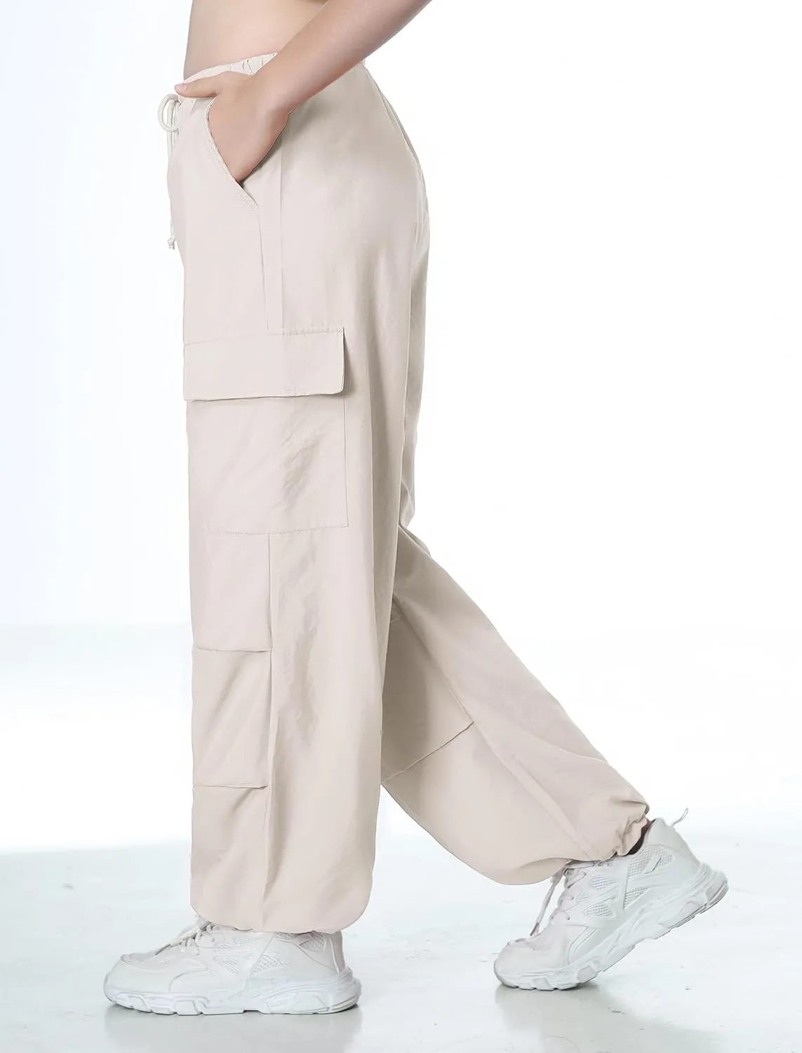 Mebius Girls Parachute Pants Baggy Cargo Hiking Joggers Hip Hop Dance with Pockets Trousers for Kids 8-14Y