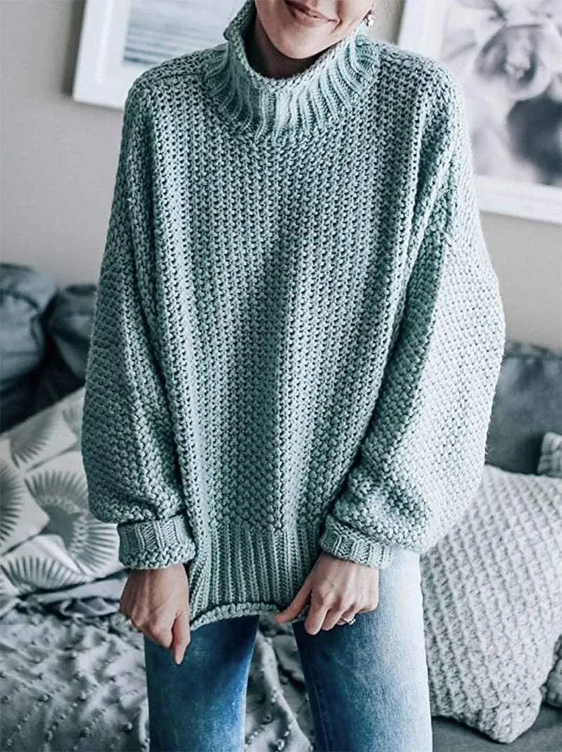 Melliflo Women's Turtleneck Batwing Sleeve Oversized Sweater 2024 Chunky Knitted Pullover Sweater Jumper Tops