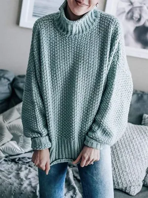 Melliflo Women's Turtleneck Batwing Sleeve Oversized Sweater 2024 Chunky Knitted Pullover Sweater Jumper Tops
