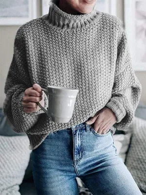 Melliflo Women's Turtleneck Batwing Sleeve Oversized Sweater 2024 Chunky Knitted Pullover Sweater Jumper Tops