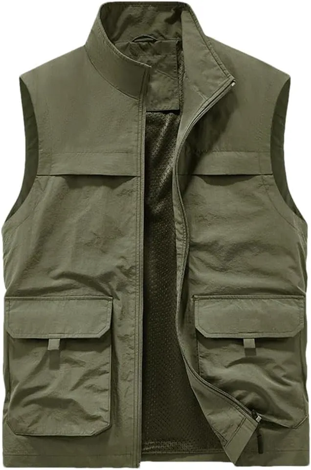 Men Breathable Outdoor Sleeveless Jacket Summer Casual Tactical Vest Multi Pocket Fishing Waistcoat