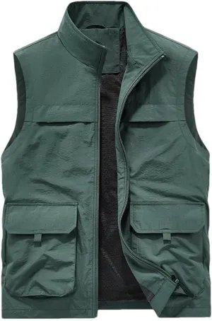 Men Breathable Outdoor Sleeveless Jacket Summer Casual Tactical Vest Multi Pocket Fishing Waistcoat