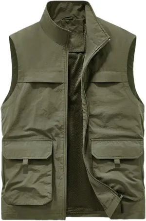 Men Breathable Outdoor Sleeveless Jacket Summer Casual Tactical Vest Multi Pocket Fishing Waistcoat