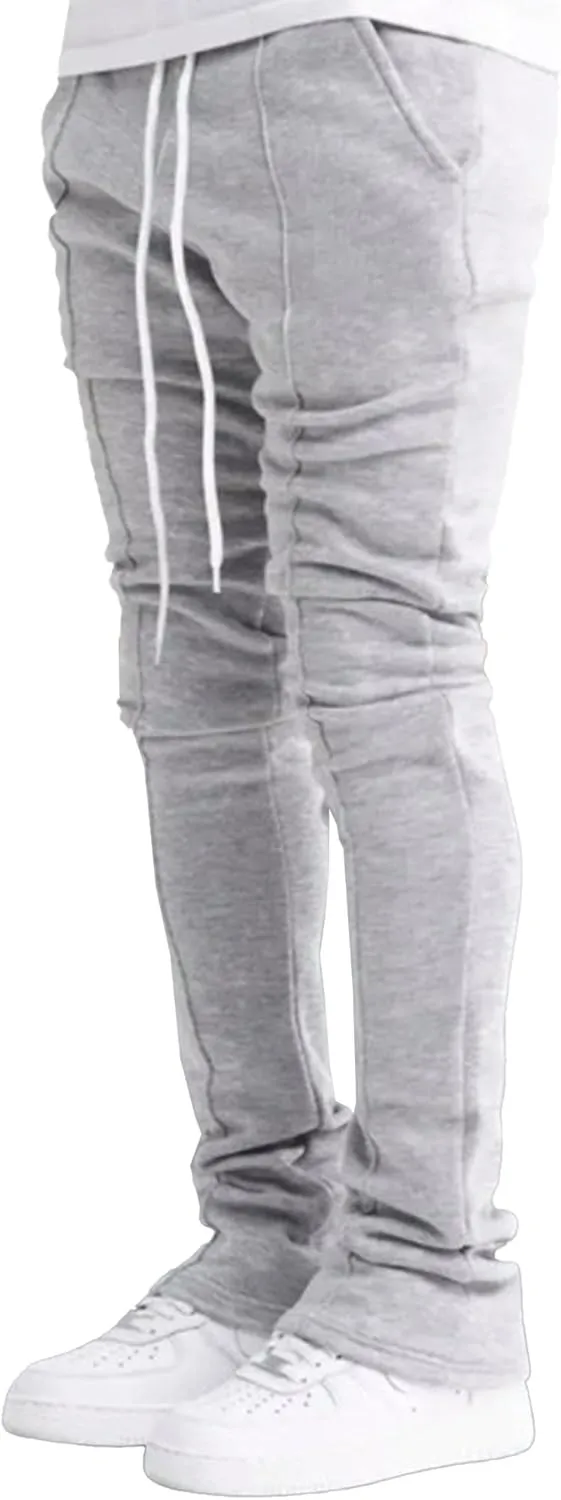 Men Y2K Stacked Flared Sweatpants Athletic Casual Loose Fit Sweatpants Big and Tall Drawstring Running Pants