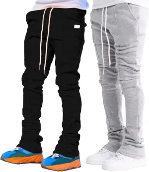 Men Y2K Stacked Flared Sweatpants Athletic Casual Loose Fit Sweatpants Big and Tall Drawstring Running Pants