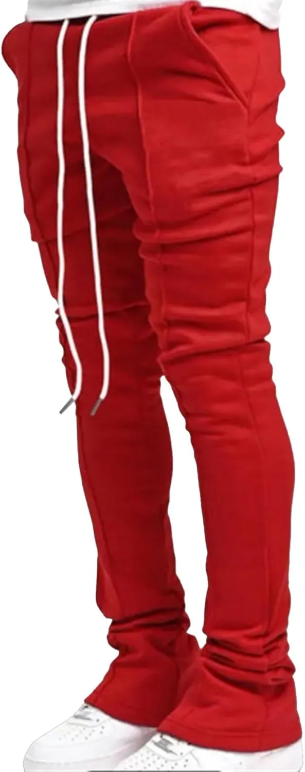 Men Y2K Stacked Flared Sweatpants Athletic Casual Loose Fit Sweatpants Big and Tall Drawstring Running Pants